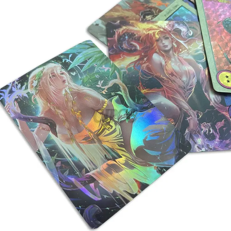 홀로그램 트레이딩 카드 골드 금테 가장자리 게임 카드 구매 사용자 정의 카드 게임 인쇄