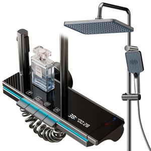 Ensemble de douche mural thermostatique LED avec affichage électrique, colonne de douche sur pied, robinets, jet de douche encastré - Product Image 5