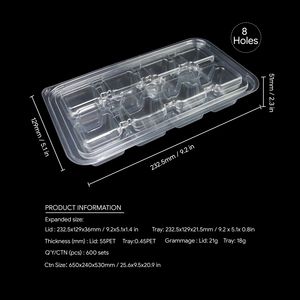 <b>Food</b> Grade Clear <b>PET</b> 8 Compartment Rectangular Cookie Box with Lid Custom Printed Bakery Packaging <b>Container</b> - Product Image 2