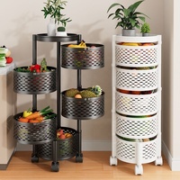 Panier à fruits et légumes moderne, chariot de rangement rotatif pour cuisine, plateau supérieur, grand panier carré en plastique et fil métallique