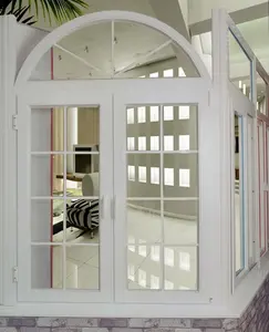 隔音双层玻璃白色优质焊接upvc拱形窗