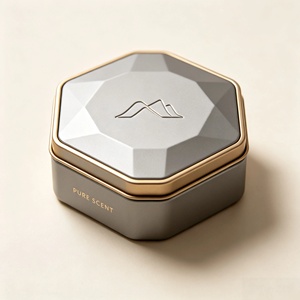 OEM ODM Custom Drawing Solid Perfume Balm Metal Box Unique Shaped Hinged <b>Aluminum</b> <b>Container</b> Solid Fragrance Wax Packaging Case - Product Image 1