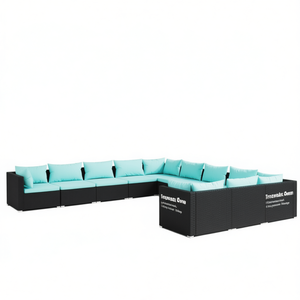 Set Lounge da Giardino in Rattan Nero con Oltre 10 Posti, Resistente alle Intemperie, Arredamento da Esterno dal Design Contemporaneo - Product Image 1