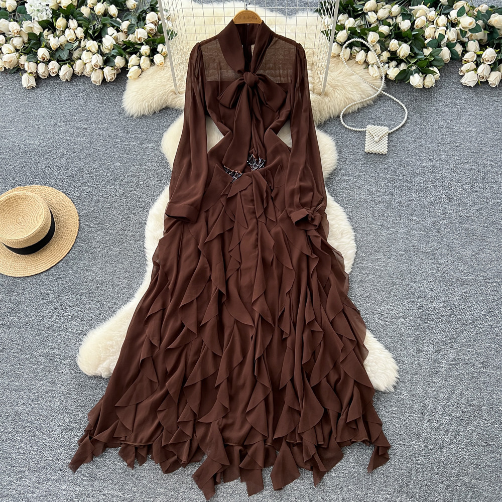 Designer Bow Tie Belt Long Sleeve Peplum Dress Women'S Fall Elegant Bodycon  Evening Gown Luxe Lady Style| Alibaba.com