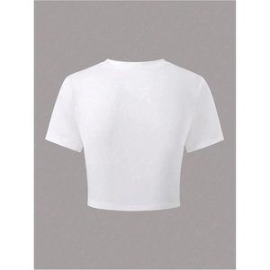 FOXA Camiseta corta floral para niña, manga corta, cuello redondo, corte ajustado, camiseta de verano transpirable 100% poliéster - Product Image 2