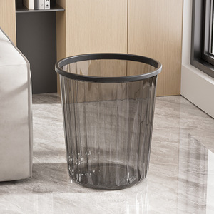 Transparent Waste Bin 10L Cylindrical With Press Ring For Kitchen Bathroom Bedroom Office Indoor Use - Product Image 2