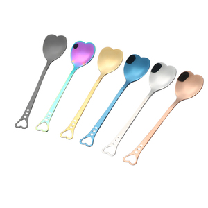 ช้อนโลหะหลากสีสำหรับโยเกิร์ต ของหวาน ชา กาแฟ ช้อนสแตนเลสรูปหัวใจสำหรับกาแฟ - Product Image 5