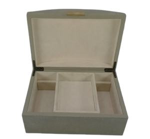 Boîte cadeau pour bijoux en similicuir gris shagreen de qualité supérieure, personnalisable, modèle 0097, fabriquée à Binh Duong, autres bijoux - Product Image 1