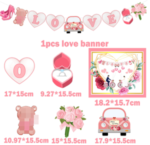 เจ้าสาวจะเป็นแหวนเพชรแบนเนอร์พวงมาลัยลายดอกไม้สำหรับตกแต่งเค้กคัพเค้กลูกโป่งยางพิมพ์ลายสำหรับงานเลี้ยงเจ้าสาว - Product Image 2