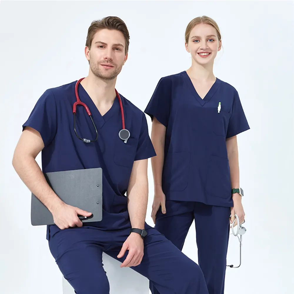 Quick Dry 4-way Stretch Scrub Set Nursing Uniforms Medical Hospital Doctors Nurses for Women Men Clinical Sanitary Outfit Suit