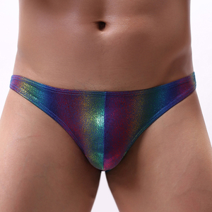 Của Nam Giới Low-Rise Cầu Vồng Sọc In Mô Hình Tóm Tắt Đồ Lót Thongs Faux Leather Quần Lót Đồ Bơi Bikini Người Đàn Ông Tập Thể Dục G-<span class=keywords><strong>string</strong></span> - Product Image 5