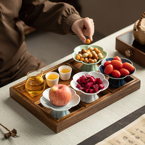 Chinese Style Flower Shape <b>Ceramic</b> Fruit Platter Porcelain Medium Size For Home Party Snack Display - Product Image 1