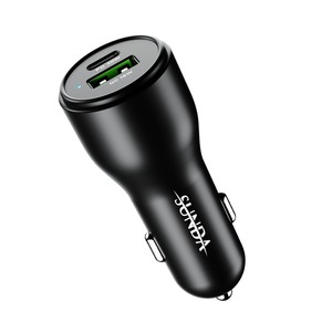 迷你 48W 车载充电器 12-24V PD QC3.0 快速充电 USB 车载充电器 2 个 Type-C 端口 紧凑型便携式车载充电器 - Product Image 1