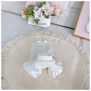 Cute Stretchy Turtleneck <b>Sweater</b> For Small <b>Dogs</b> Off White Solid Polyester Four Seasons Pet Clothes - Product Image 3