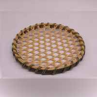 Panier de rangement rond en PP tissé à motif bambou, qualité alimentaire, facile à nettoyer, imperméable et durable pour biscuits, bonbons, noix et snacks
