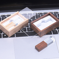 Oferta Especial: Nueva Memoria USB 2.0 con Luz LED de Cristal, 16GB 32GB 64GB, de Madera, Regalo de Boda, Almacenamiento de Datos, 1 Año de Garantía
