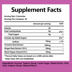 Suplementos Herbales Naturales Más Vendidos con Extracto de Raíz de Jengibre, Extracto de Pimienta Negra, Gomitas de Jengibre y Cúrcuma, Antioxidantes - Product Image 2