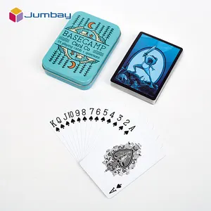 Cartas de jogo de poker de qualidade do oem, baralho personalizado de baralho na caixa de lata