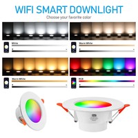 Plafonnier LED encastré rond coloré, lumière intelligente pour maison connectée, 10W 15W RGB, dimmable, Wifi, downlight intelligent