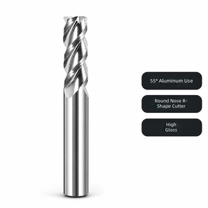 Fraise à bout arrondi en carbure monobloc HRC55 pour aluminium, finition miroir, OEM, fraiseuse CNC, 3 cannelures, hélice 35° - Product Image 1