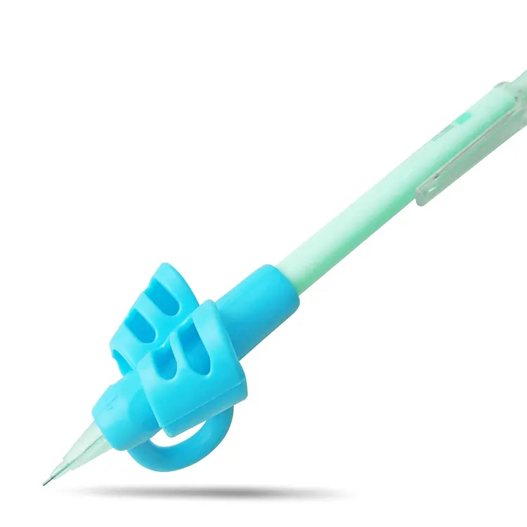 Suporte para lápis de crianças, suporte para lápis e postura ergonômico em três dedos para escrita e silicone