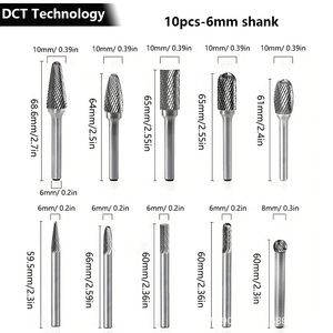 Jeu <span class=keywords><strong>de</strong></span> disques abrasifs en carbure <span class=keywords><strong>de</strong></span> tungstène, 6 mm (0,2 pouce) et 6,35 mm (0,25 pouce), tige compatible avec <span class=keywords><strong>outil</strong></span> rotatif <span class=keywords><strong>Dremel</strong></span>, 10 pièces, pour sculpture et polissage - Product Image 3