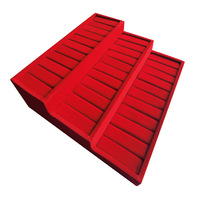 Présentoir de Luxe 24x26x9cm à 3 Niveaux en Velours et Bois pour Bijoux, Organisateur et Plateau de Rangement pour Bracelets, Joncs et Bagues