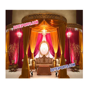 ผ้าม่านงานแต่งงานอินเดีย แมนดาปงานแต่งงานที่สวยงาม แมนดาปสีทองรุ่นล่าสุด ผู้ผลิตจากเม็กซิโก - Product Image 1