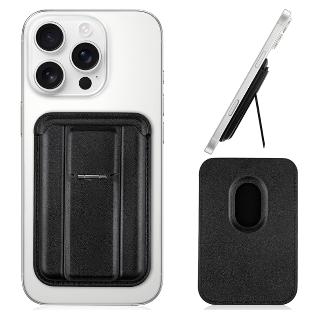 New Arrived Leather Aluminum Card Holder Strong Magnetic RFID Stand Smart Card Storage Wallet for Men Polyester Thread Stock