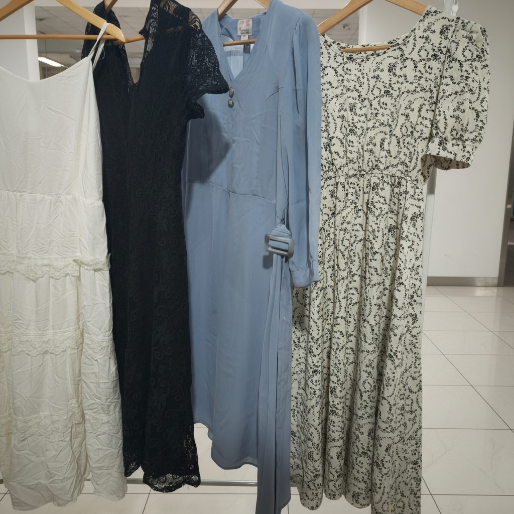 ladies dress wholesale market Large Stock Used Chiffon Used Clothes Fashion Dresses For Second Hand Clothing dress can paired with blazer