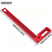 Règle d'angle droit en alliage d'aluminium de 300 mm, marqueur de trous en forme de L, outil de mesure et de marquage pour le travail du bois à 90 degrés, pince d'angle droit