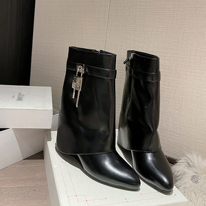 Bottes hautes Pointed Lock style européen et américain, bottines tendance, bottes Martin pour femme, bottes de jockey. - Product Image 4