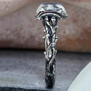 Anel de pedra oval vintage, anel com pedra de lua dupla, para mulheres e homens, ramos de liga de zinco, joias para festa, joia de promessa na moda - Product Image 6