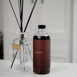 Aikun 950ml Square Clear Glass <b>Bottle</b> Dark Liquid Black Fiber <b>Reed</b> <b>Diffuser</b> with Brown Paper Gift Box for Home Hotel Decor - Product Image 3