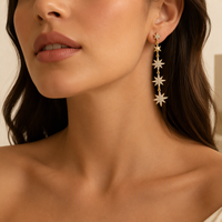 Mylove Maßgefertigter Schmuck Messing Vergoldete Micro-Pavé Zirkon Stern Ohrhänger für Damen Hochzeit Party Modeschmuck