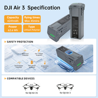 Batterie de vol intelligente 4276 mAh pour DJI Air 3 & Air 3S - 46 minutes d'autonomie maximale - Batterie de remplacement Li-ion pour drone