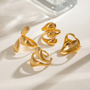 European Style Stainless Steel Teardrop <b>Open</b> <b>Ring</b> Titanium Steel Unisex Jewelry Gift - Product Image 1