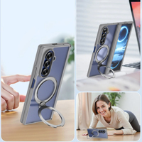 Funda Plegable Transparente Rígida y Resistente a Golpes para Teléfono Móvil con Soporte de Anillo para Samsung Galaxy Z Fold 8 7 Ultra