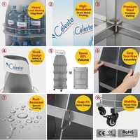 Support de présentation de boissons en métal en forme de bouteille personnalisé pour boissons énergisantes, sodas minéraux, eaux gazeuses, étagère mobile au sol avec roues OEM