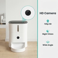Distributeur de nourriture intelligent pour animaux de compagnie avec caméra de vision nocturne, audio bidirectionnel, 6L en plastique ABS, double bol de 3L, rechargeable pour les voyages