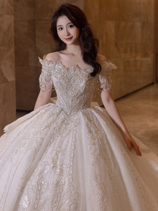 S1344R 2026 Nueva <span class=keywords><strong>novia</strong></span> Cuentas <span class=keywords><strong>de</strong></span> hadas <span class=keywords><strong>de</strong></span> un hombro y diamantes <span class=keywords><strong>de</strong></span> imitación Vestido <span class=keywords><strong>de</strong></span> <span class=keywords><strong>novia</strong></span> caro <span class=keywords><strong>de</strong></span> lujo <span class=keywords><strong>de</strong></span> alta calidad - Product Image 4