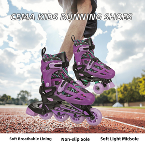 Purple Adjustable Inline <b>Roller</b> <b>Skates</b> for Kids Girls Freestyle Slalom Speed Skating <b>Shoes</b> - Product Image 2