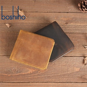 For Vintage Crazy Horse Leather Short Handmade <b>Wallet</b> <b>RFID</b> Protected Money Credit Holder Open Closure Unisex - Product Image 2