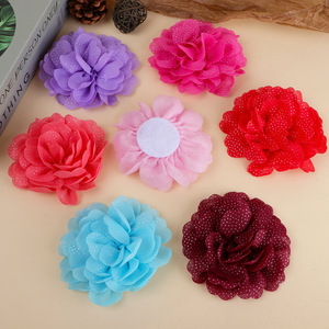 Flores de tela hechas a mano de gasa para accesorios para el cabello, bodas, despedidas de soltera, cumpleaños, uso diario. - Product Image 2