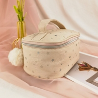 Trousse de Maquillage en PU pour Filles, Valise de Voyage, Pochette Cosmétique avec Pinceau de Maquillage, Poche en Maille, Étoiles Scintillantes, Boîte à Maquillage Portable, Sac de Maquillage