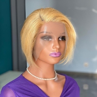 6 pouces 150 densité Pixie Cut court 13*4*1 T-Type suisse dentelle cheveux humains Transparent avant dentelle perruque pour les femmes