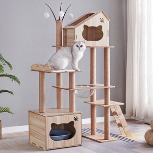 Móveis para animais de estimação, condomínio de madeira para gatos, torre de sisal, cabides para arranhar, armário de areia para gatos, árvore para gatos grandes - Product Image 5