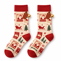Chaussettes de Noël Vintage Personnalisées pour Femmes et Hommes, Chaussettes en Coton Jacquard Rétro avec Motif Père Noël, Chaussettes Chaudes d'Hiver, Chaussettes Décontractées Originales pour les Fêtes