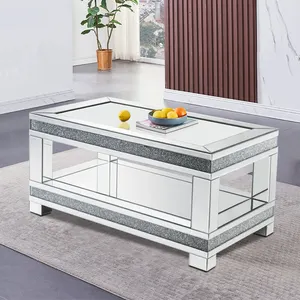 Muebles Meubles Crushed Diamond Coffee Tables Center Table Home Decor Glass Wooden Furniture