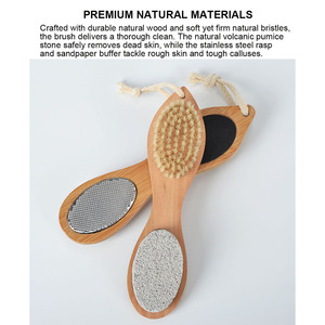 Kit de Cuidado de Pies 4 en 1 de Bambú con Piedra Pómez, Cepillo de Cerdas de Jabalí, <span class=keywords><strong>Lima</strong></span> Metálica y Almohadilla de Papel de Lija - Product Image 3